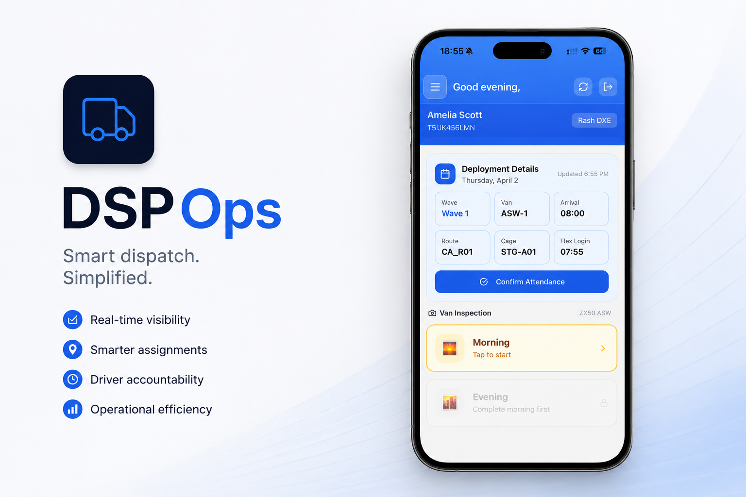 DSPOps driver portal on a phone